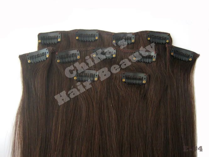 Clip IN REMY ECHTHAAR Hair Extensions Braun #4 5 tlg.