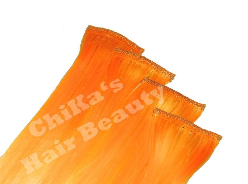 Clip IN Extensions Haarverlängerung Orange Gewellt 65cm