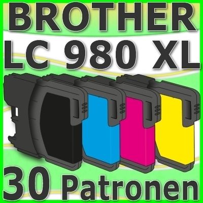 30x TINTE PATRONEN LC 980 BROTHER DCP 145c 165c 167c 195c 365c MFC