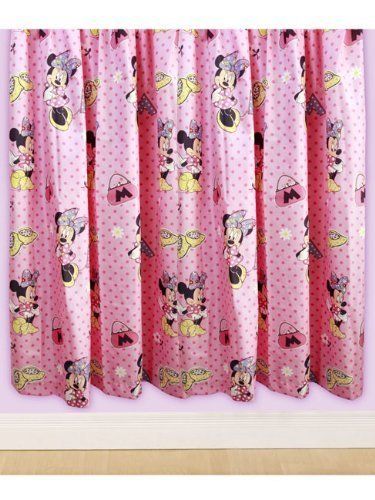 Disney Minnie Mouse 2Stueck Fertig Gardinen Vorhaenge Set L 183cm x B