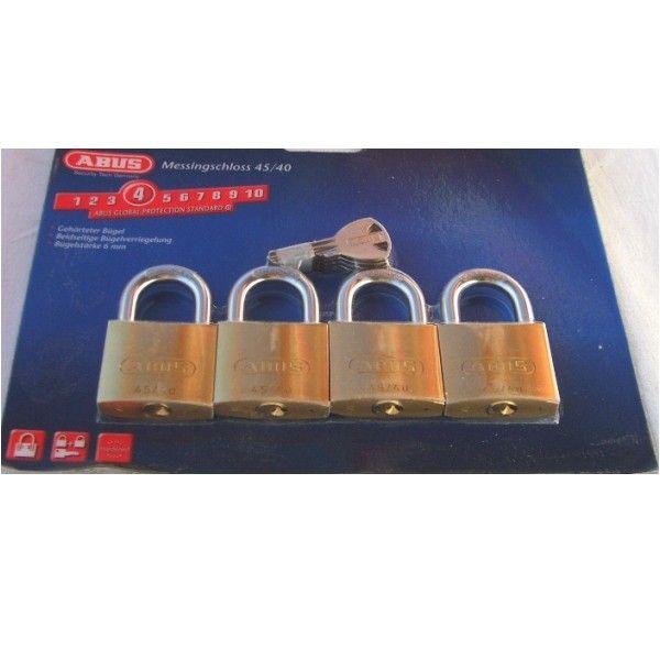 ABUS Messingschloss Vorhangschloss Typ 45/40 4er Set