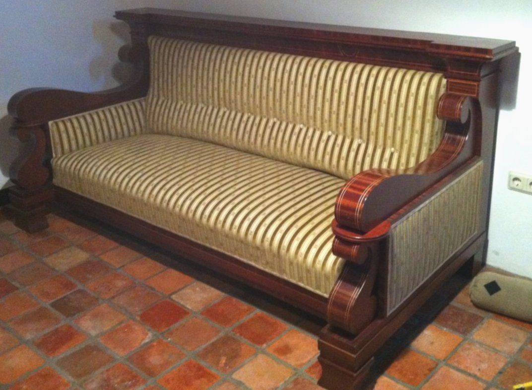 massives nBiedermeier Sofa, Mahagoni massiv/furniert mit Fad 197/9030