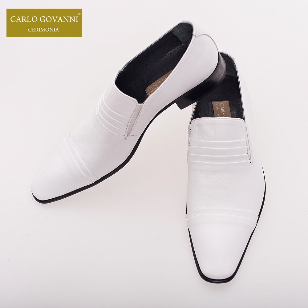 Carlo Govanni® Herren Slipper Gr. 41 Weiss Handgearbeitet echtes