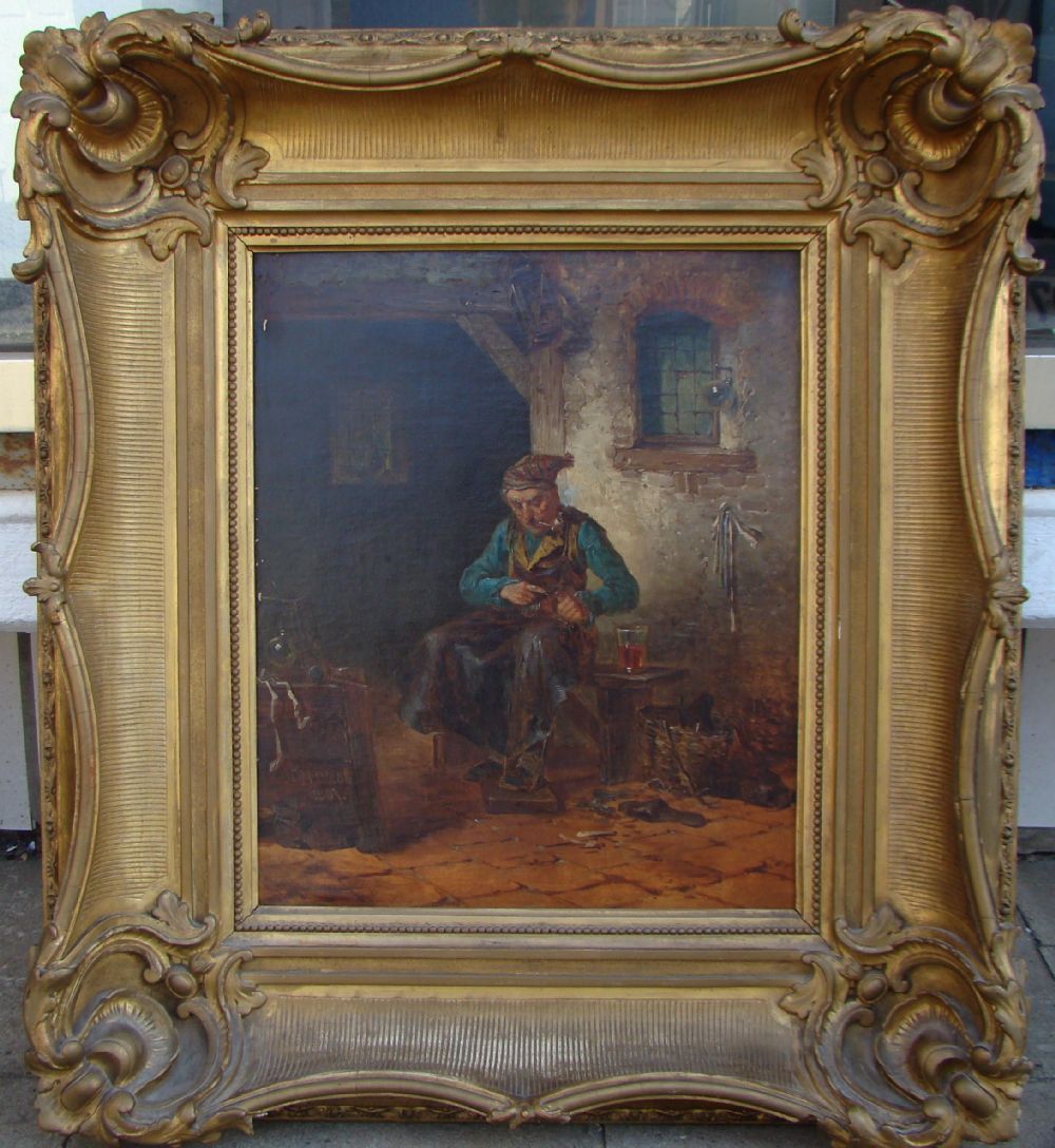 1830 1895), 1863 Schuster bei der Arbeit, Öl/L (190/13097)