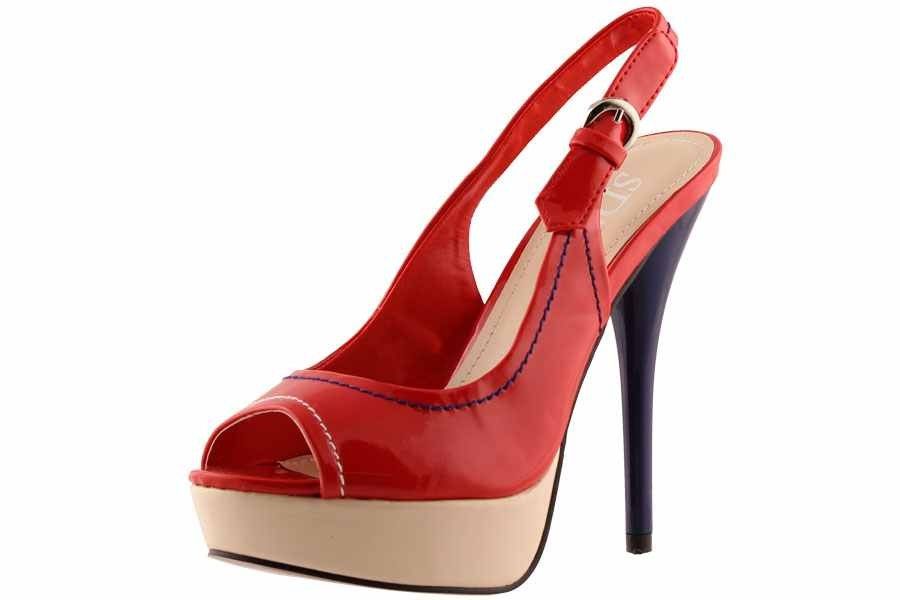 High Heel Slingback Peep Toe 12,5 cm Stiletto Rot Party Designer