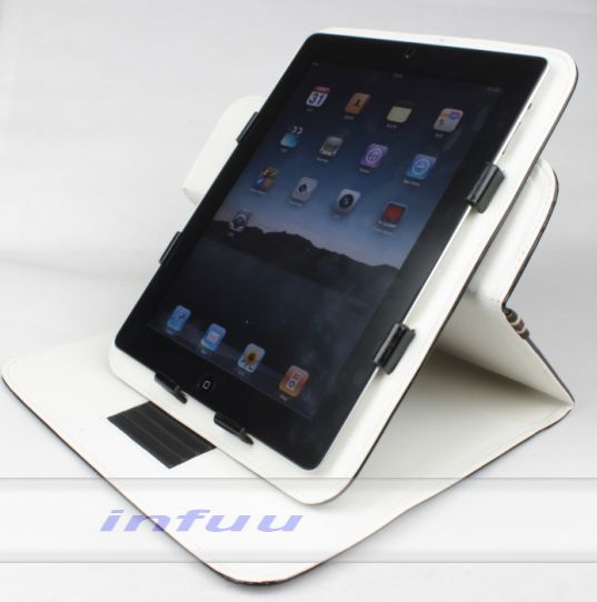 NEW iPad 3 Luxus Leder Etui Tasche Stand Case schwarz Black&White