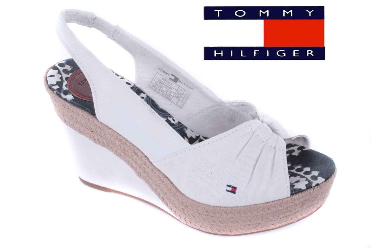 Tommy Hilfiger Slingbacks Pumps Keilabsatz Weiß Gr. 36 42 #214