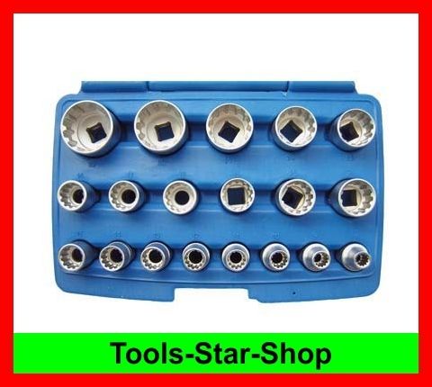 19 x METRISCH ZOLL TORX VIELZAHN 12 KANT NÜSSE 8mm 32mm