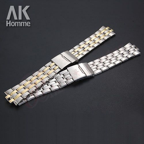 NEU AK Silber Golden Edelstahl Uhr Ersatz Faltschließe Armband 20mm