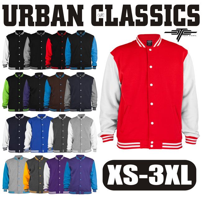 URBAN CLASSICS Sweatjacke TB207 XS 3XL College Herren Männer Jacke 17