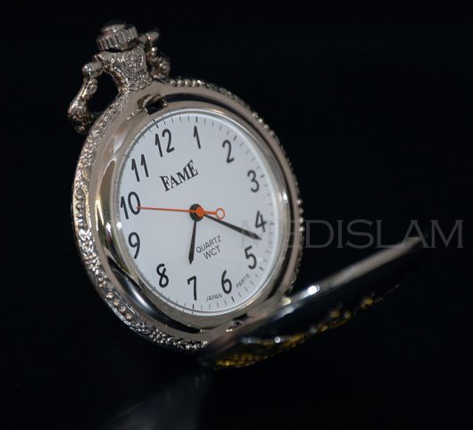 Edle Herren Taschen Uhr Silber Gold Mekka Mekke Allah Islam Kaaba mit