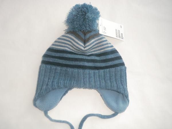 NEU*H&M BABY JUNGEN MÜTZE WINTER BLAU GESTREIFT 62 86