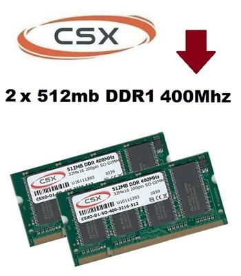 CSX 1GB 2x 512MB DDR1 400Mhz SoDimm Speicher Ram 3200