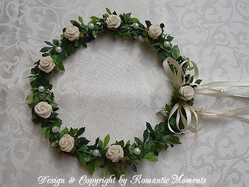 HAARKRANZ HAARSCHMUCK Design 255   CREME Kopfschmuck Blumenkranz