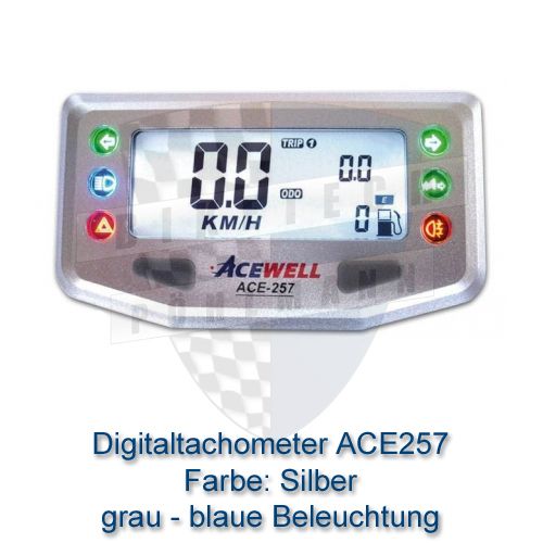 Digital Tacho ACE 257 Silber Tankanzeige Acewell