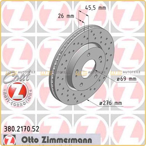 Zimmermann SPORT Bremsscheiben Satz INNENBELÜFTET 5 Loch 276mm vorne