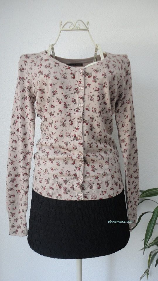 Cardigan Strickjacke Pulli Pullover Kaschmir Millefleur Blümen 34 36