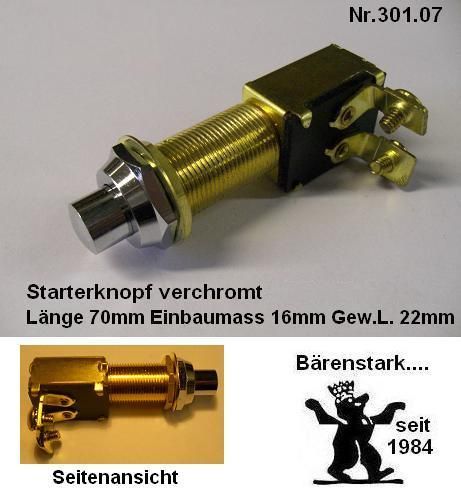 Taster Starterknopf Anlasserschalter Hupenknopf 301.07