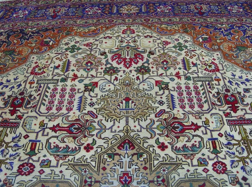 57 Persiano Iran TABRIZ TAPPETO 390 x 305 Antik Bello