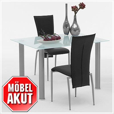 ESSTISCH EVIA, TISCH MIT MILCH GLAS & ALU, B 120 cm