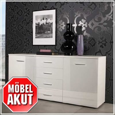 SIDEBOARD SILVA, KOMMODE IN WEIß GLANZ, NEU & OVP