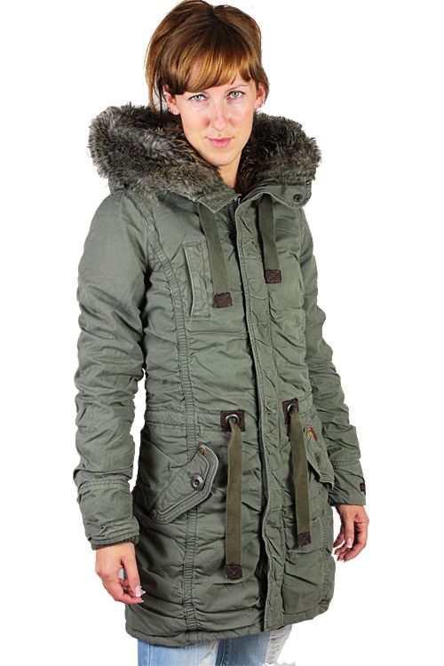 Khujo Chalk Winterjacke Jacke Mantel Parka Mantel olive grün Kapuze S