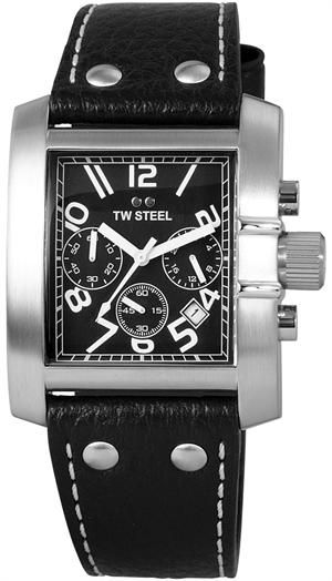 CHRONOGRAPH SCHWARZ LEDER ARMBANDUHR GOLIATH TW17 UVP 329 EUR