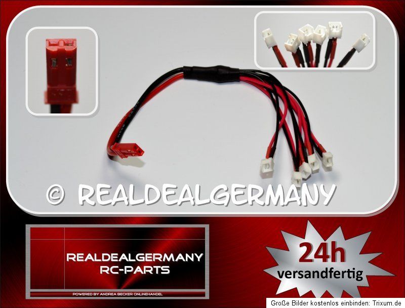 6fach Ladekabel / Ladeadapter JST XH für 1S 3,7V Lipo Packs z.B