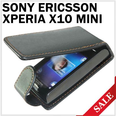 LEDER TASCHE FÜR SONY ERICSSON XPERIA X10 MINI BLACK