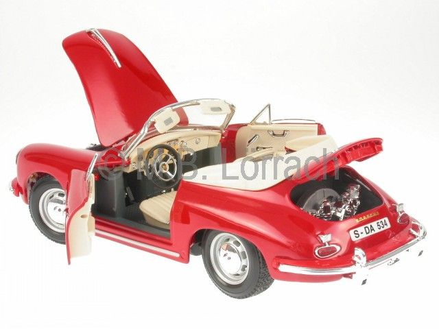 Porsche 356 B Cabrio rot Modellauto Bburago 118