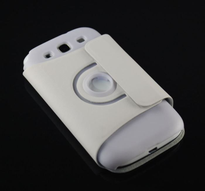 Tasche Hülle Leder Weiss für Ihr Samsung Galaxy S3 SIII 360°