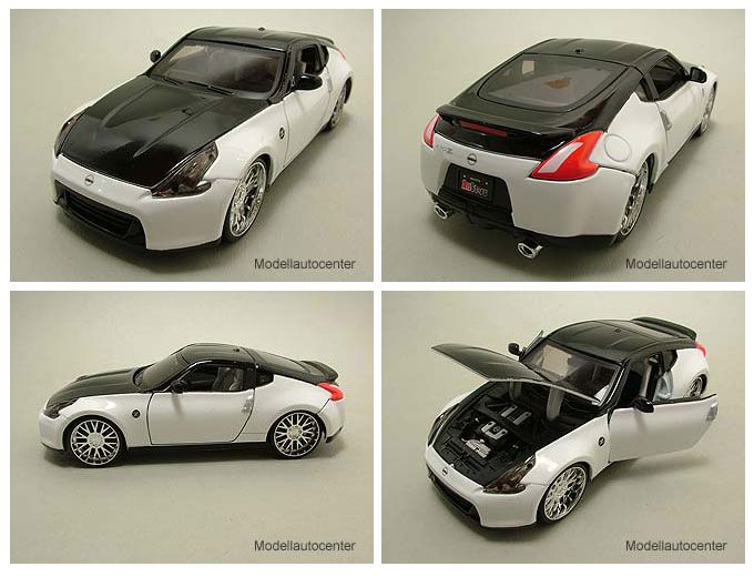 Nissan 370Z 2009 schwarz/weiß, Modellauto 124 / Maisto