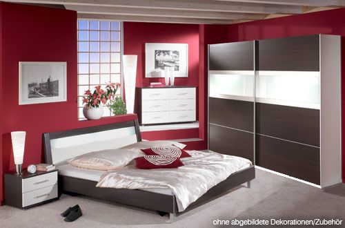 10665 Schlafzimmer Kleiderschrank Bett Wenge weiß NEU