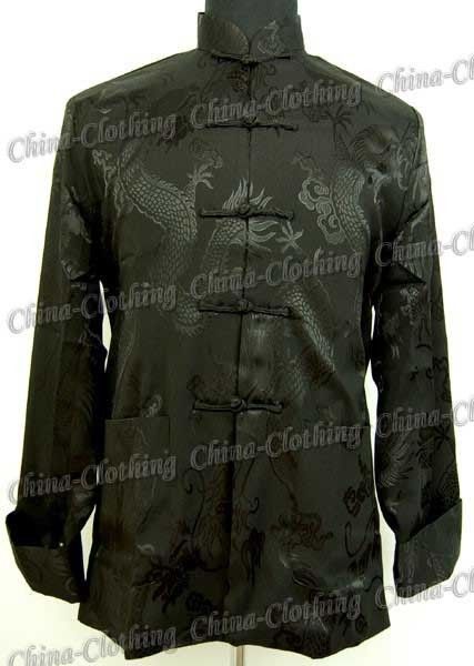 Chinesisch Kung Fu Jacke Drachen Schwarz FP365