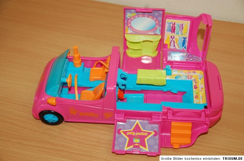 Polly Pocket Klick Auto mit Puppe & Sachen   mit Magnet