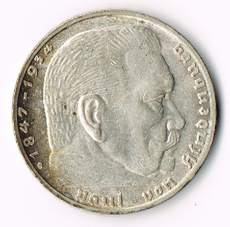  REICH 2 MARK REICHSMARK 1936 G HINDENBURG JAEGER J 366 SILBER AG 1