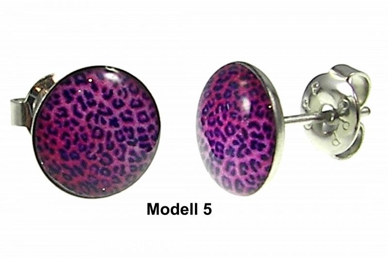 2x Ohrstecker leopard zebra pink rosa schwarz weiß braun Ohrringe