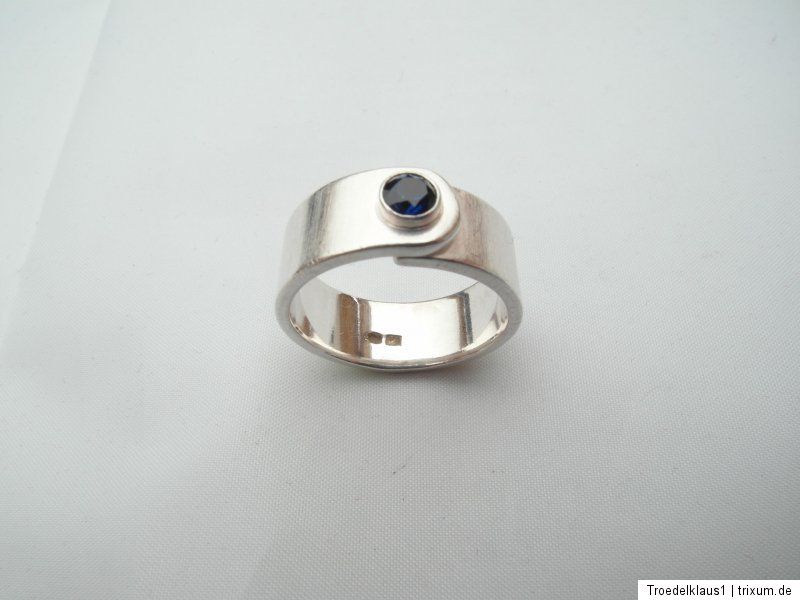 massiver Designer Silber Ring 925 Silber mit blauem Stein Gr.18,4mm