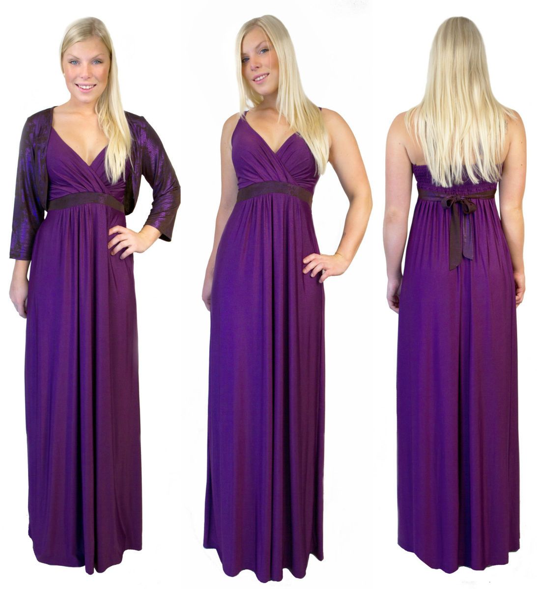 ELEGANTES ABENDKLEID BY MONTYQ PARTY MAXI KLEID LANG EMPIRE+ BOLERO