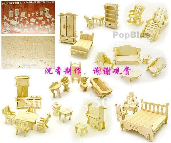 34pieces 3Dwoodcraft Puppenhaus Möbel Miniaturen Geschenk Kit