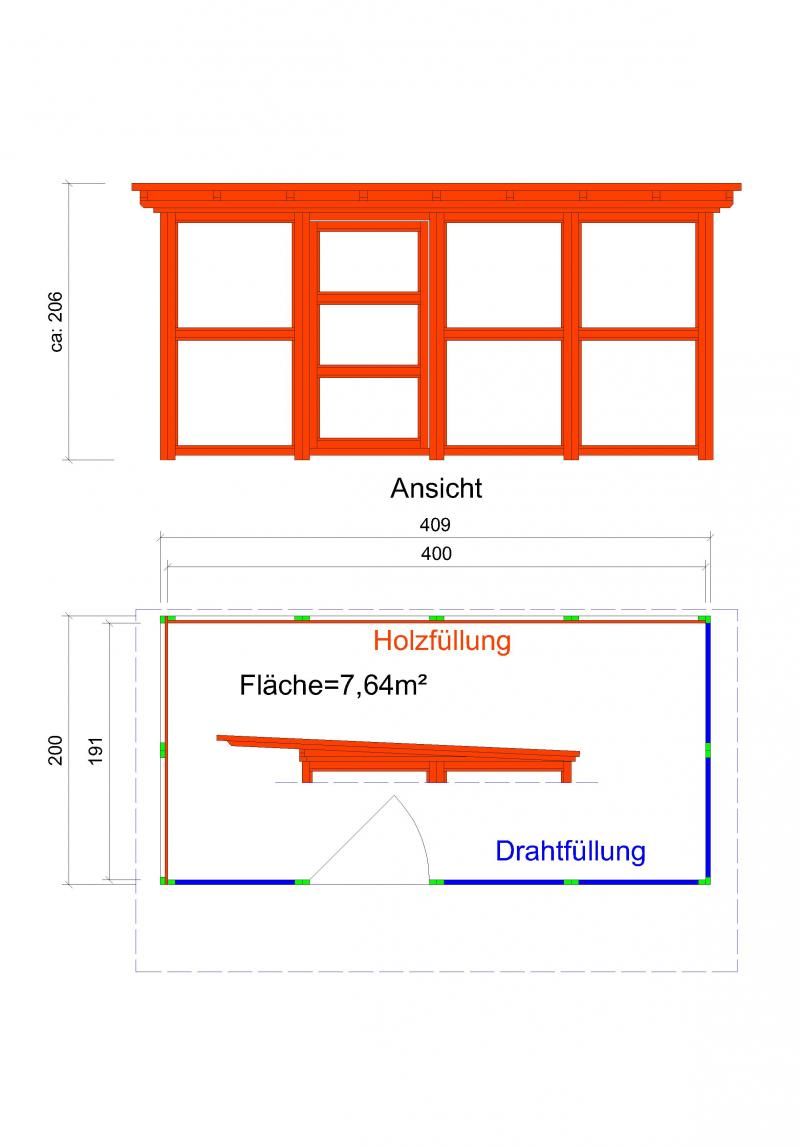 Voliere/Schutzhaus 409/200 Frettchenstall Hühnerstall Hundezwinger