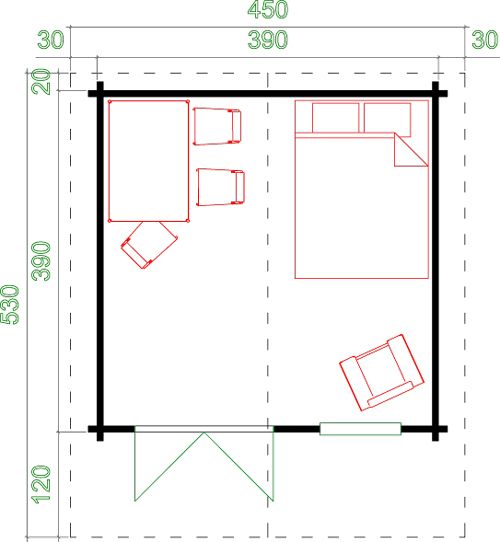 Gartenhaus Spiekeroog Ferienhaus Blockhaus Holzhaus ca. 410x410 cm, 70