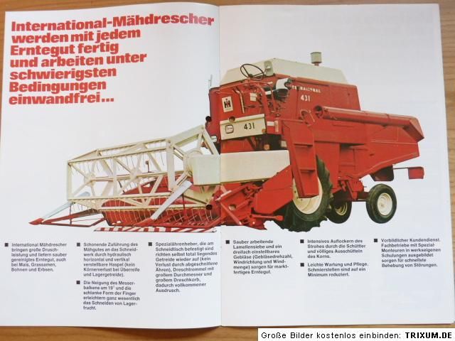 IHC Mähdrescher 431 Prospekt, 10 S., 1970, GER 39 E TOP