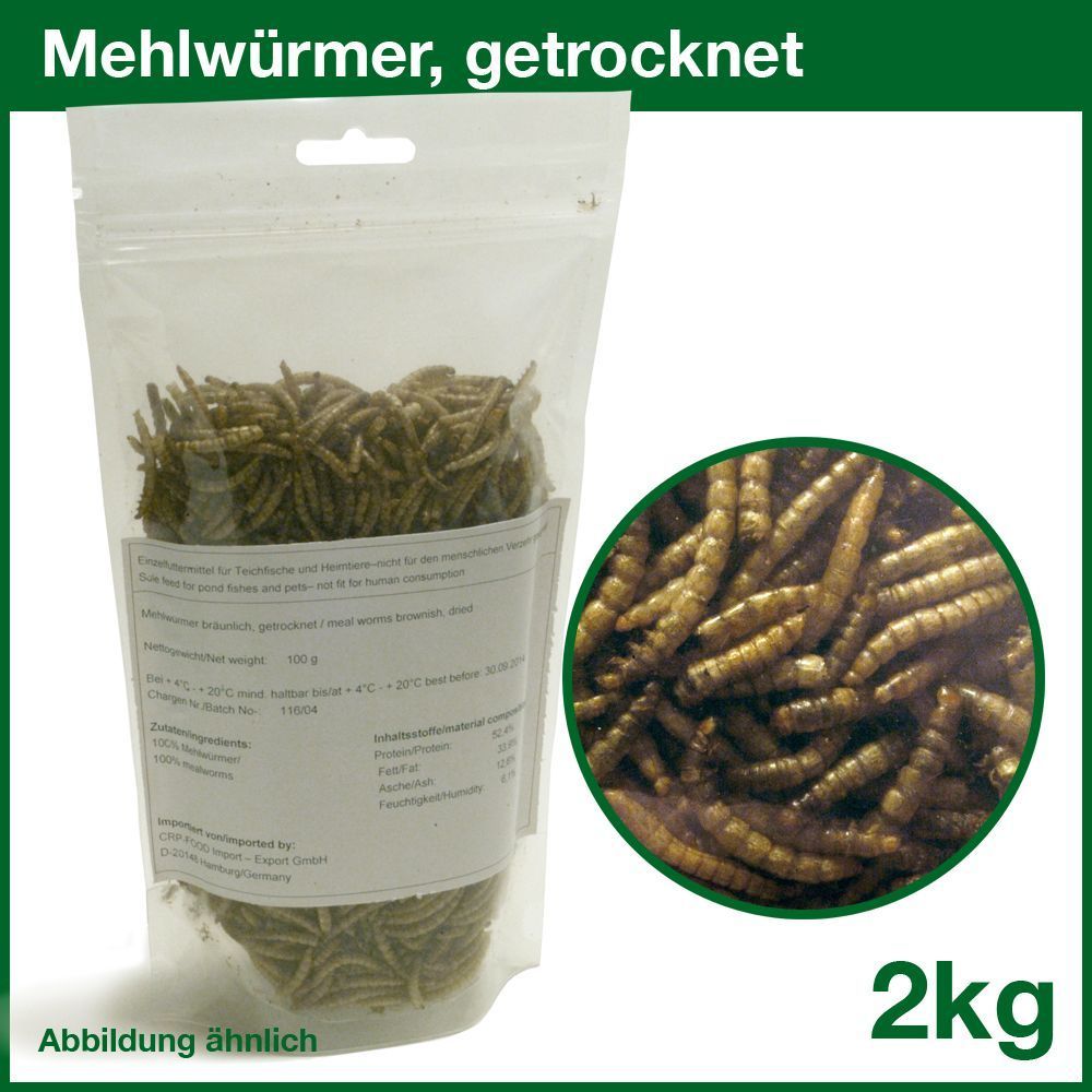 2kg Mehlwuermer getrocknet Proteinfutter Winterfutter Vogelfutter