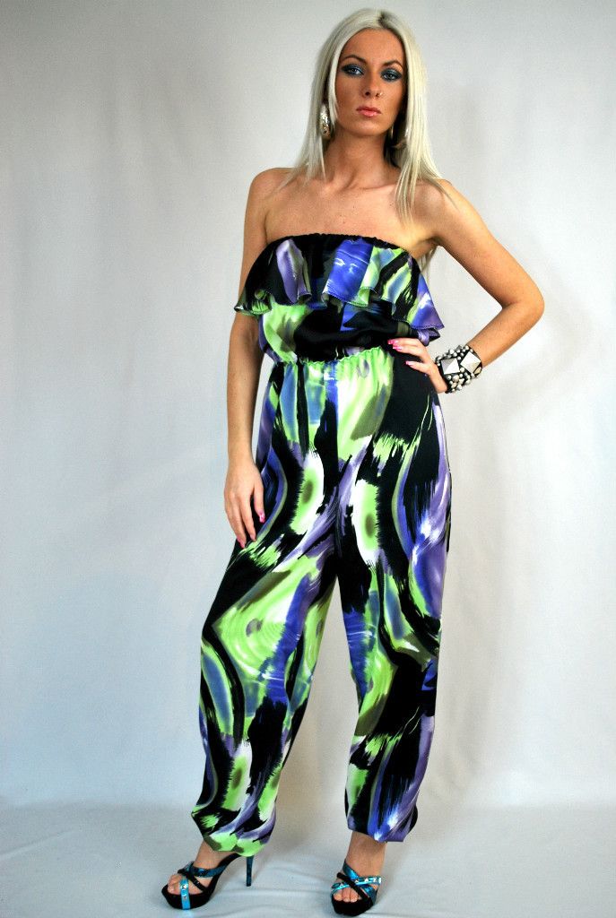 stylische Overall Bandeau Jumpsuit Hippie lang JOASOUL Jung   Designer