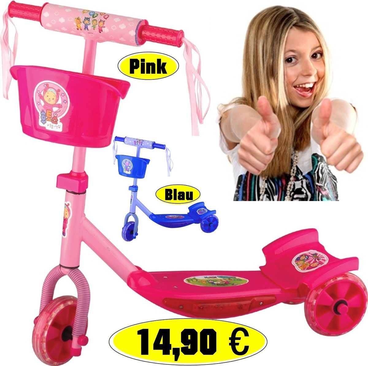 KINDER SCOOTER ROLLER DREIRAD KINDERROLLER TRETROLLER mit Licht