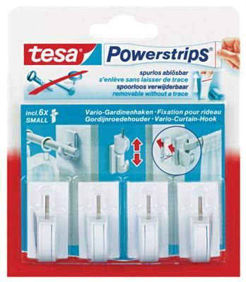 5x tesa Powerstrips Vario Gardinenhaken Gardinen 4x Haken 6x Strips