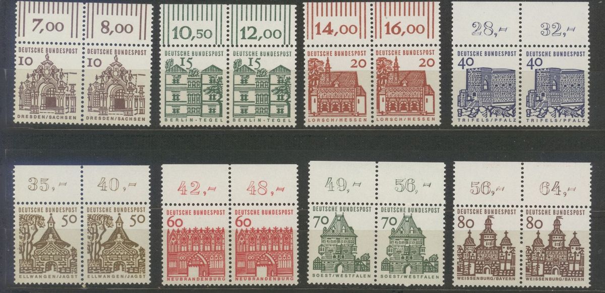 Bund Oberrandpaare Minr. 454   461 postfrisch