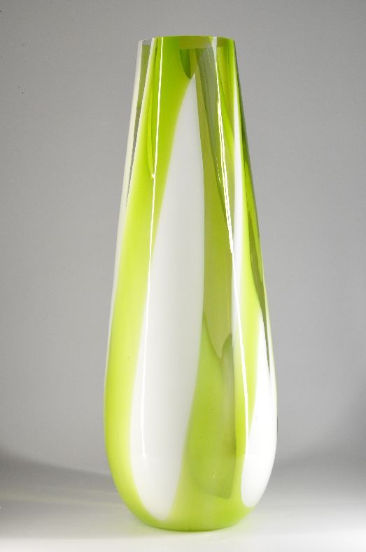 XXL Grosse Glas Elegante Bodenvase Gruen Weiss Design Murano