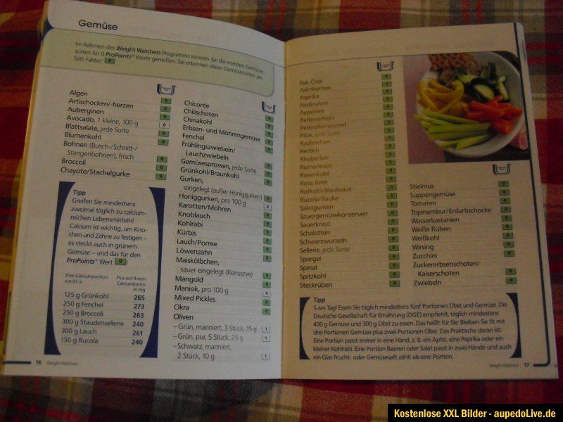 Weight Watchers Pro Points Liste für alle Progr. geeignet Flex +Plan